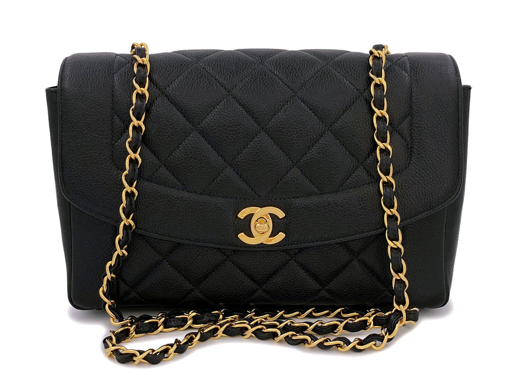Chanel Vintage Black Caviar Diana Bag Medium 24k GHW