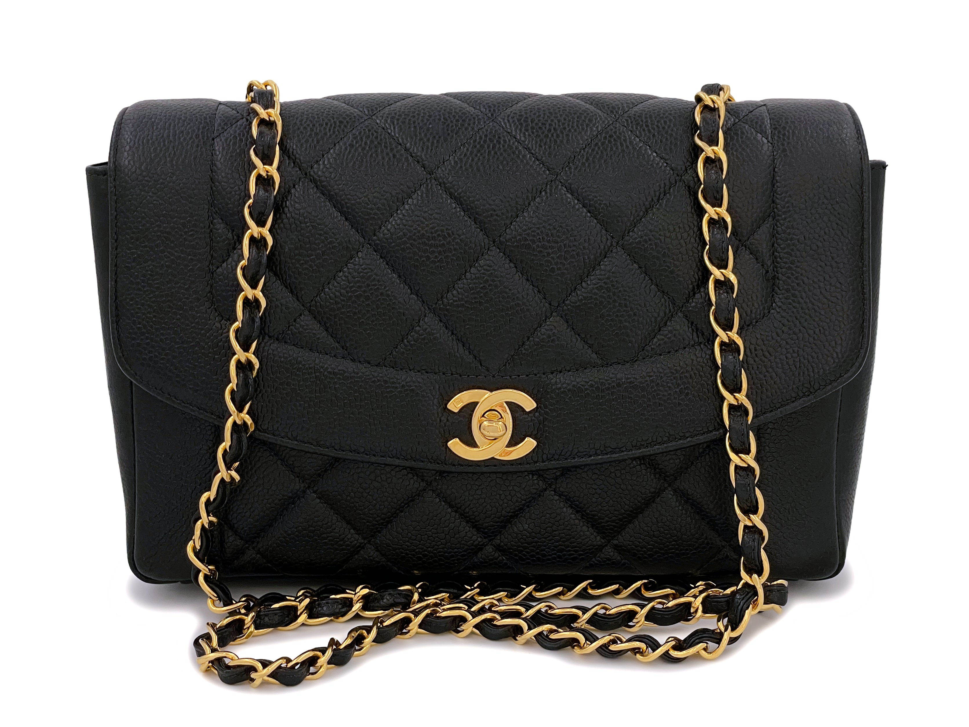 Chanel Vintage Black Caviar Diana Bag Medium 24k GHW