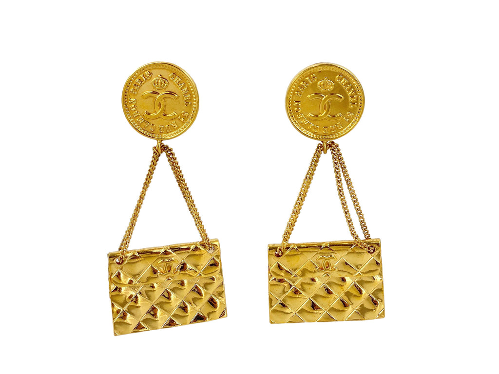 Chanel Vintage Collection 29 Classic Quilted Purse Dangle Drop Earrings