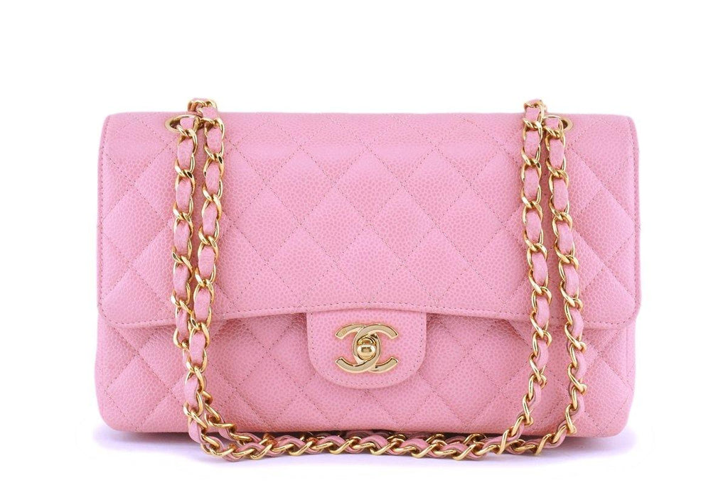 06 Chanel Pink Caviar Medium Classic Double Flap Bag 24k GHW BPI