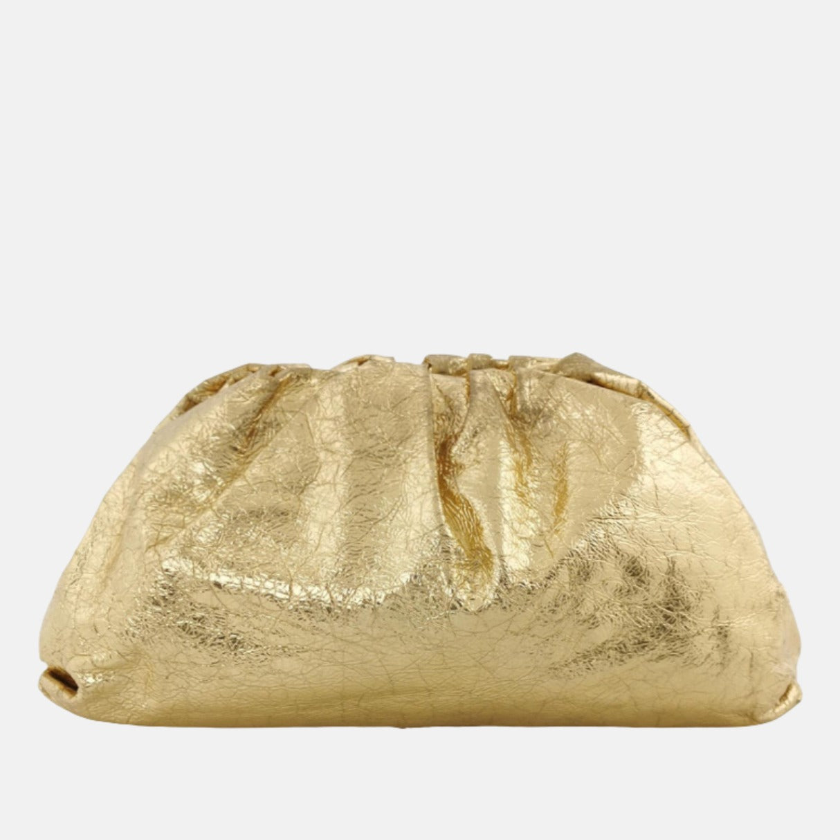 Bottega Veneta Pouch Large Metallic Gold Wrinkled Leather