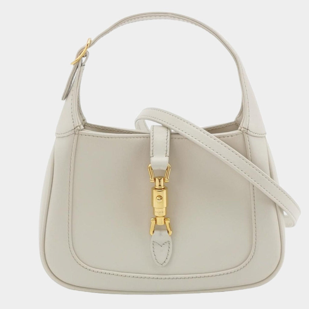 Gucci Jackie 1961 Mini Leather Bag with Adjustable Strap Size White