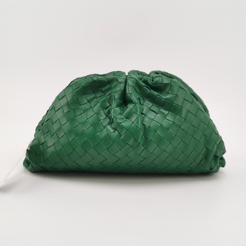 Bottega Veneta Pouch Large Intrecciato Green Calfskin Leather Clutch