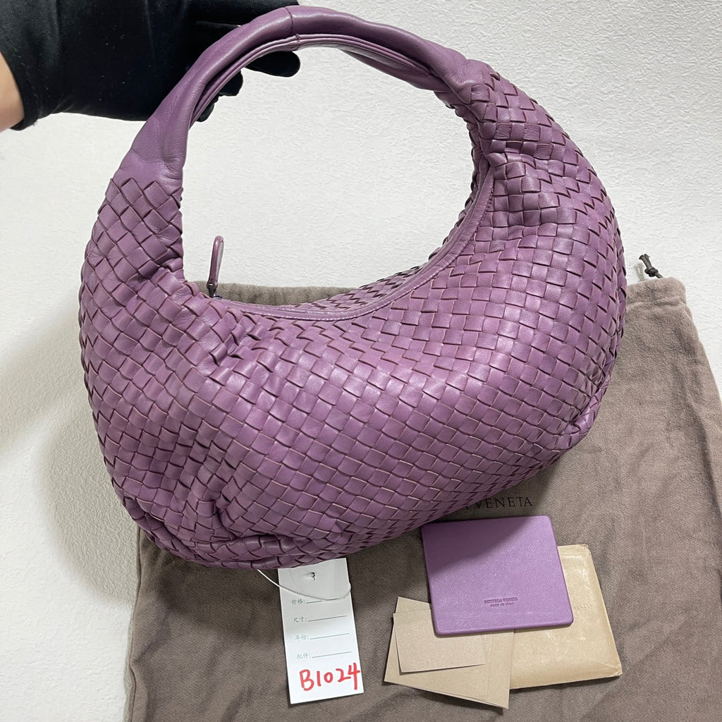 Bottega Veneta Belly Hobo Intrecciato Lambskin Leather Lilac Purple Medium 40cm