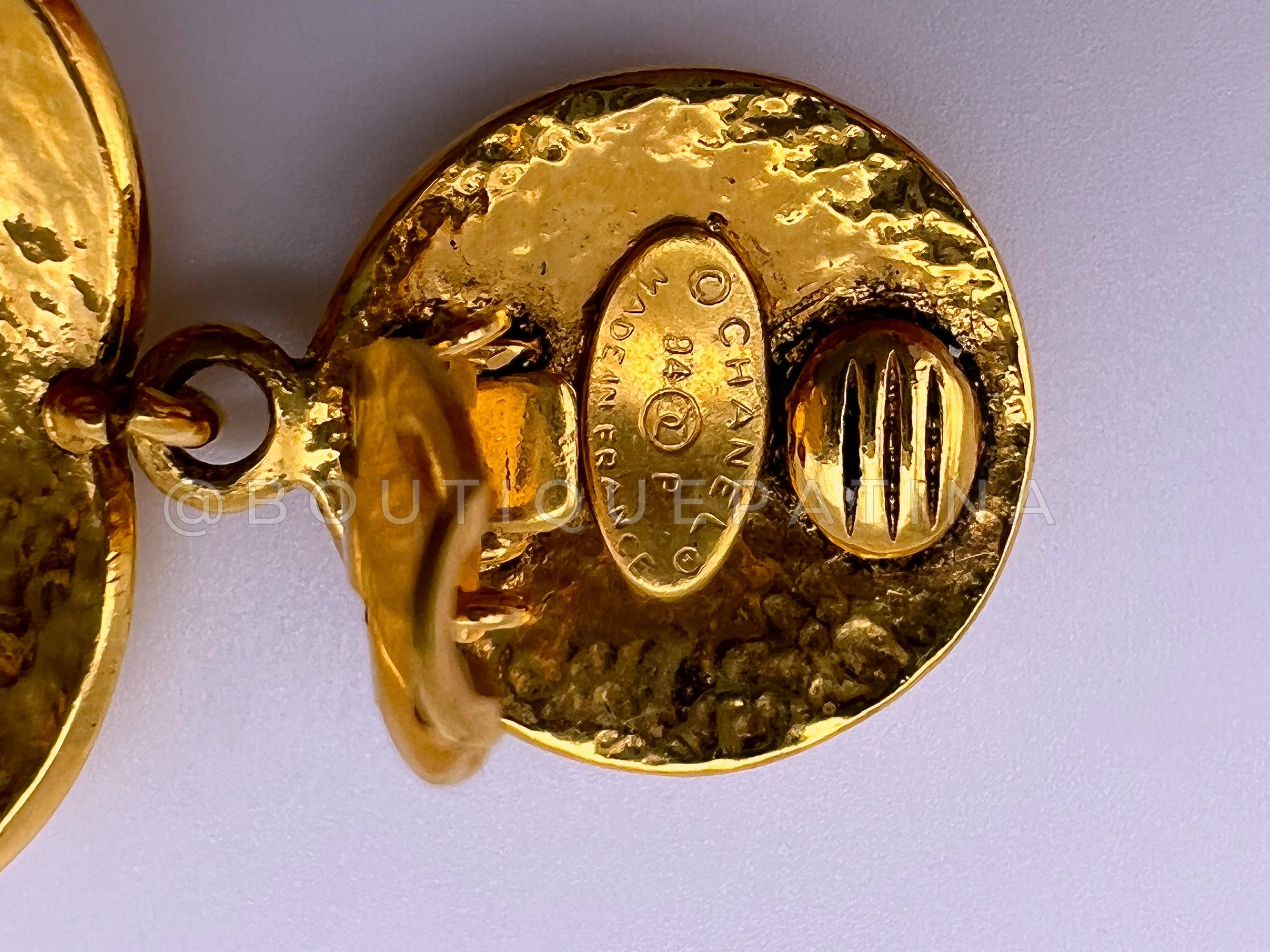 Chanel Vintage 94P Quilted CC Dangle Drop Earrings