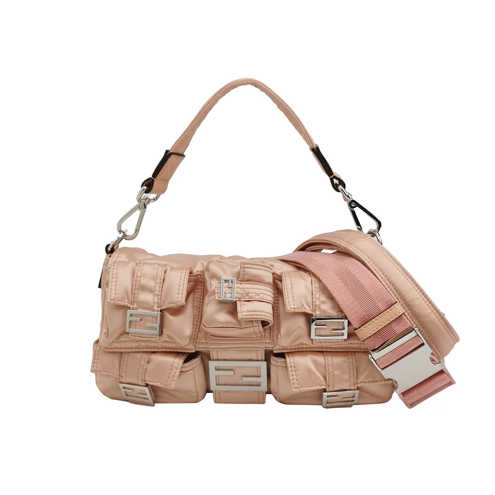 Fendi Baguette Cargo Multipocket Light Pink Nylon 3-way Bag