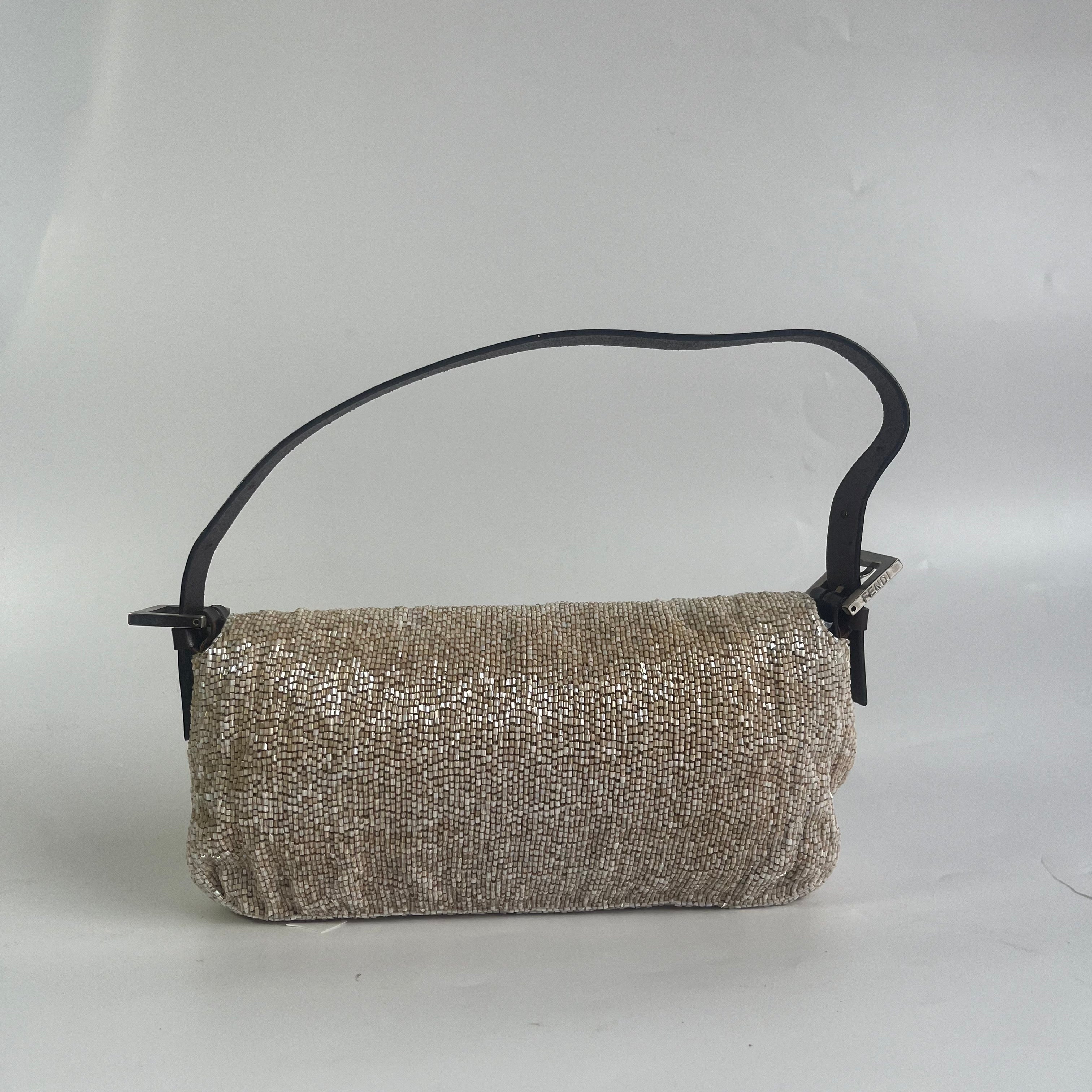 Fendi Baguette Shoulder bag with Glitter Beige Beads