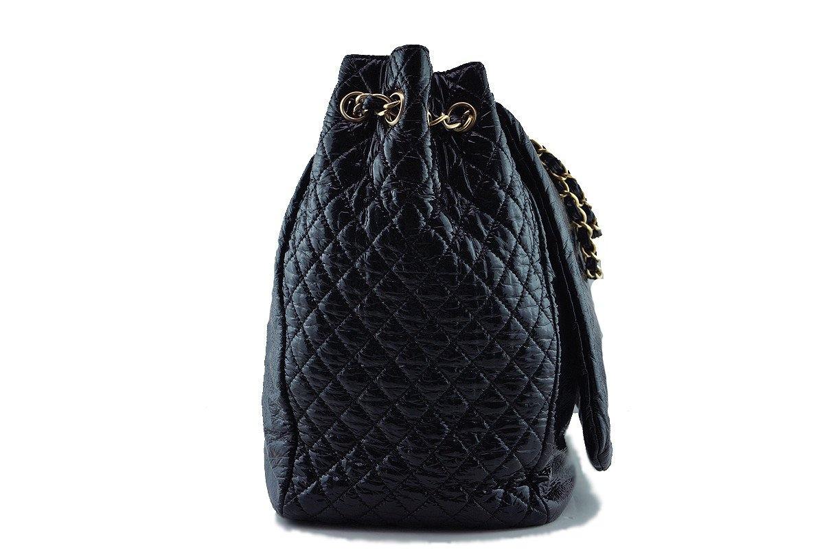 Chanel Black 18in. XXL Patent Rock & Chain Flap Bag