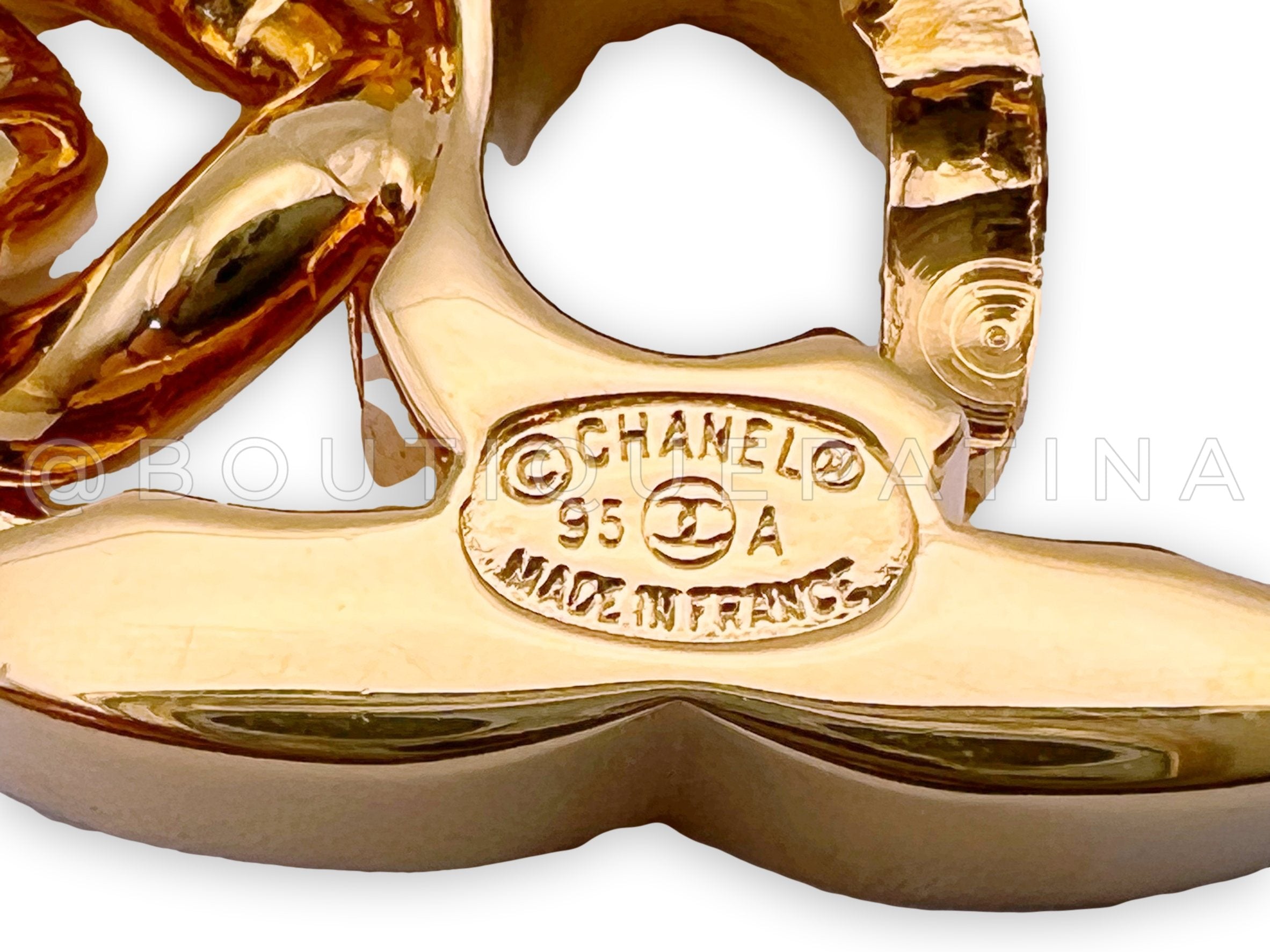 Chanel Vintage 95A Turnlock Chain Bracelet 24k Gold Plated