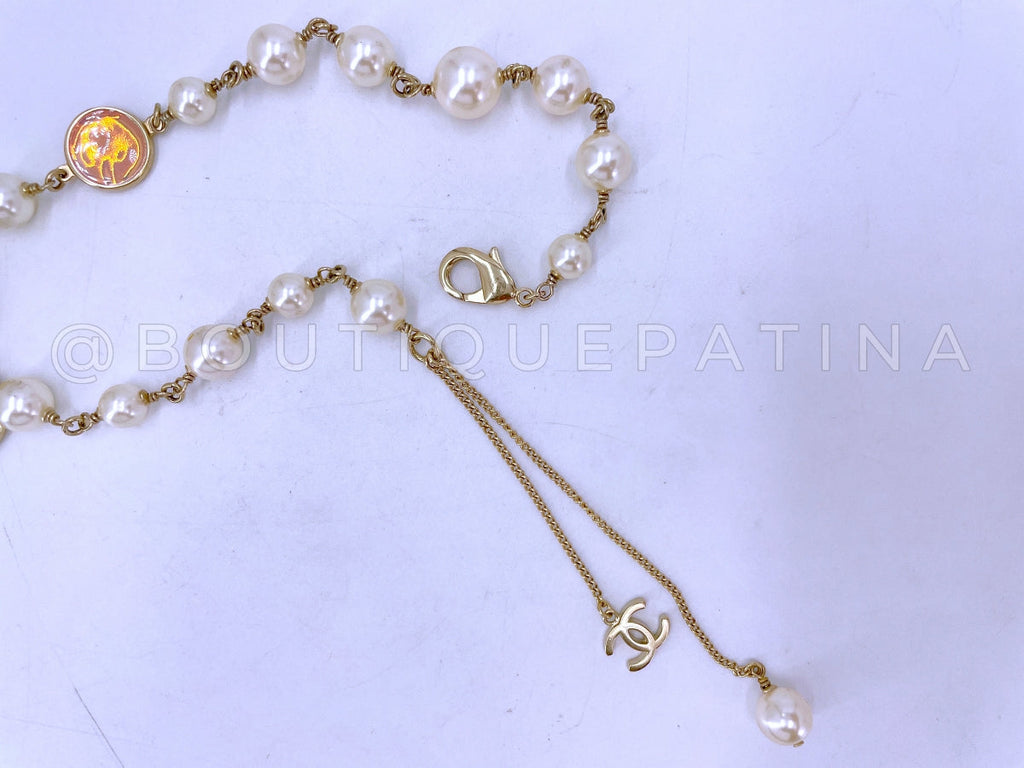 Chanel 2014 Supermarket Iridescent Pink CC Pearl Station Choker Necklace