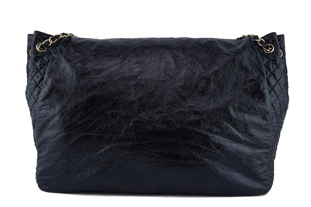 Chanel Black 18in. XXL Patent Rock & Chain Flap Bag
