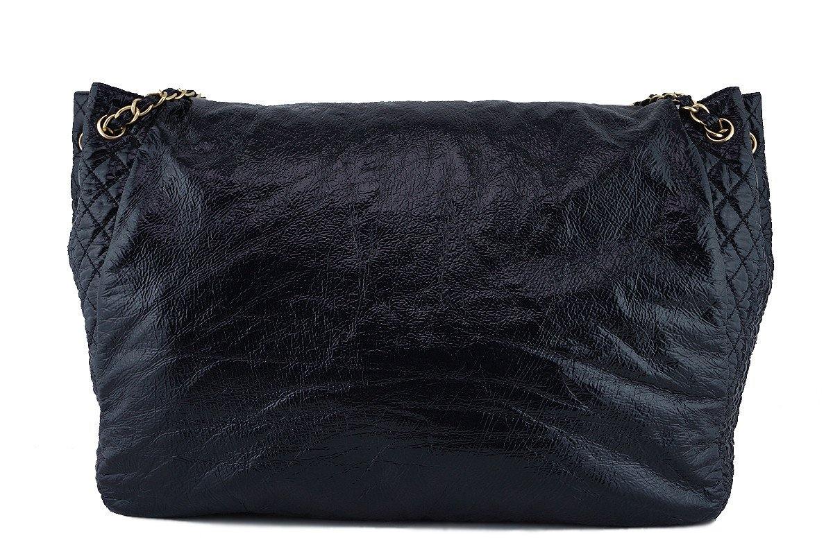 Chanel Black 18in. XXL Patent Rock & Chain Flap Bag