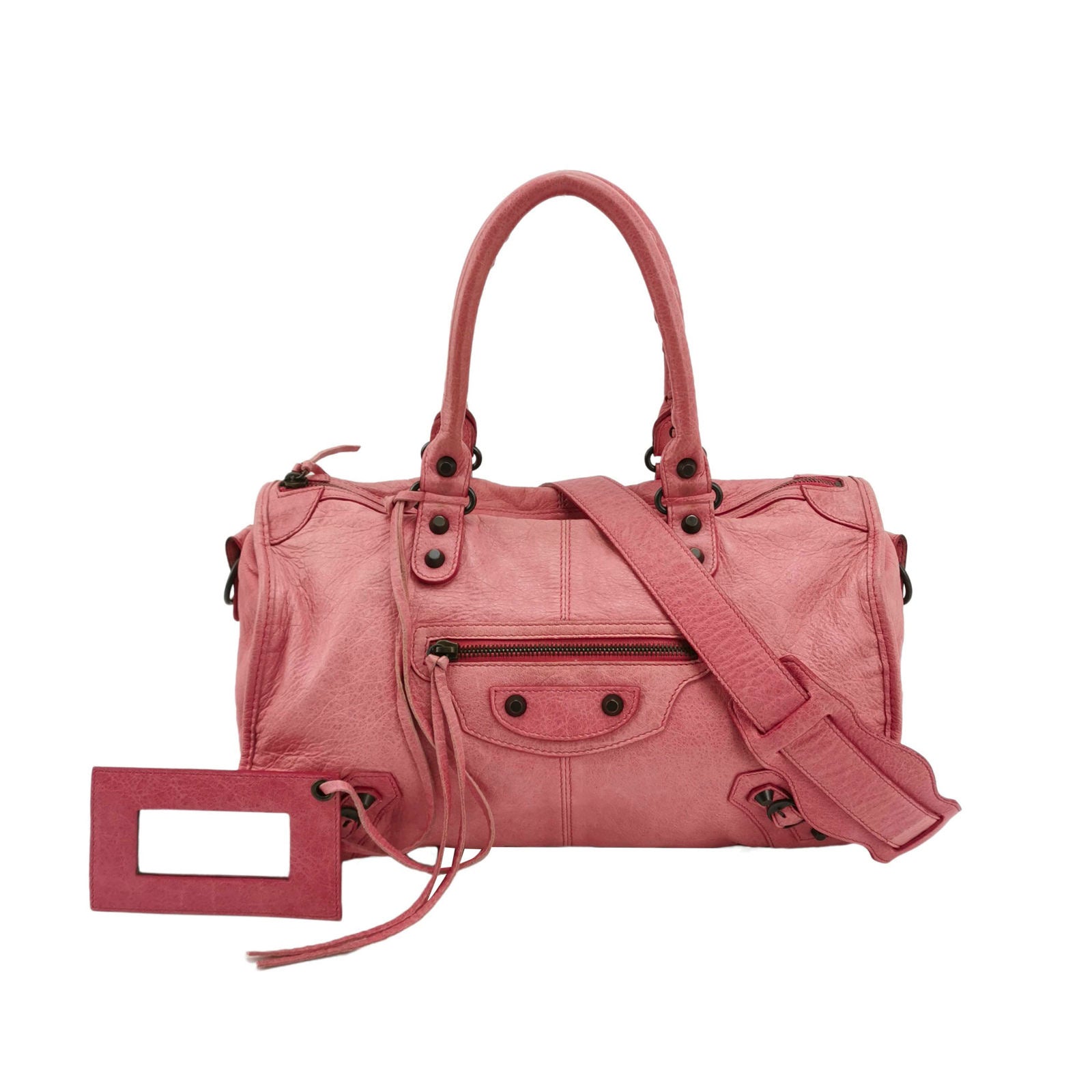 Balenciaga City Bag Pink with Black hardware Large Crossbody Bag