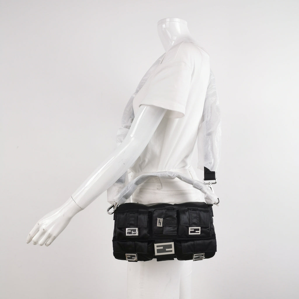 Fendi Baguette Cargo Multipocket Black Nylon 3-way Bag