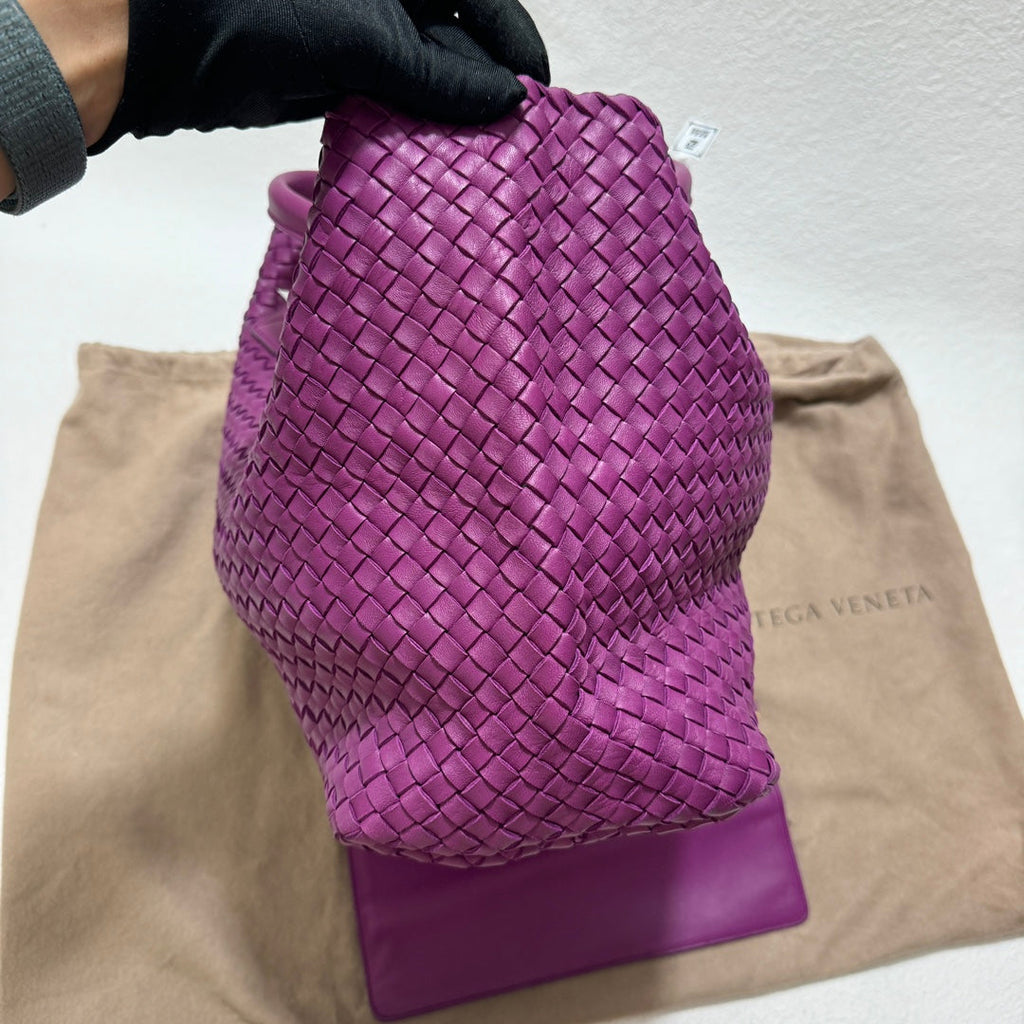 Bottega Veneta Cabat Large Intreccio Leather Tote Bag Purple with Pouch 42cm
