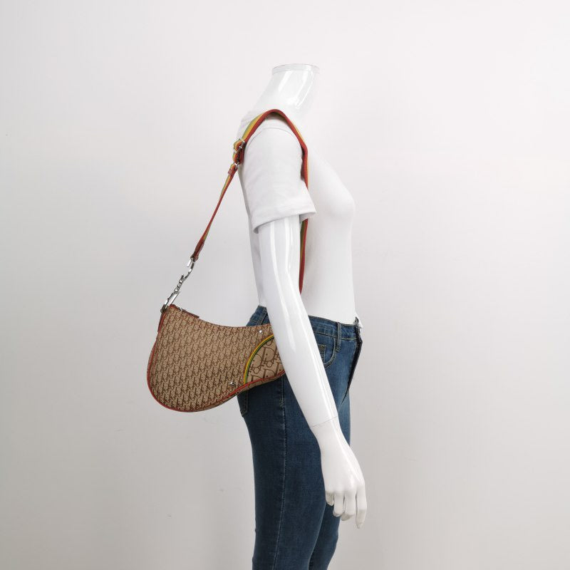 Dior Rasta Trotter Saddle Crossbody Bag Multicolor Canvas Strap