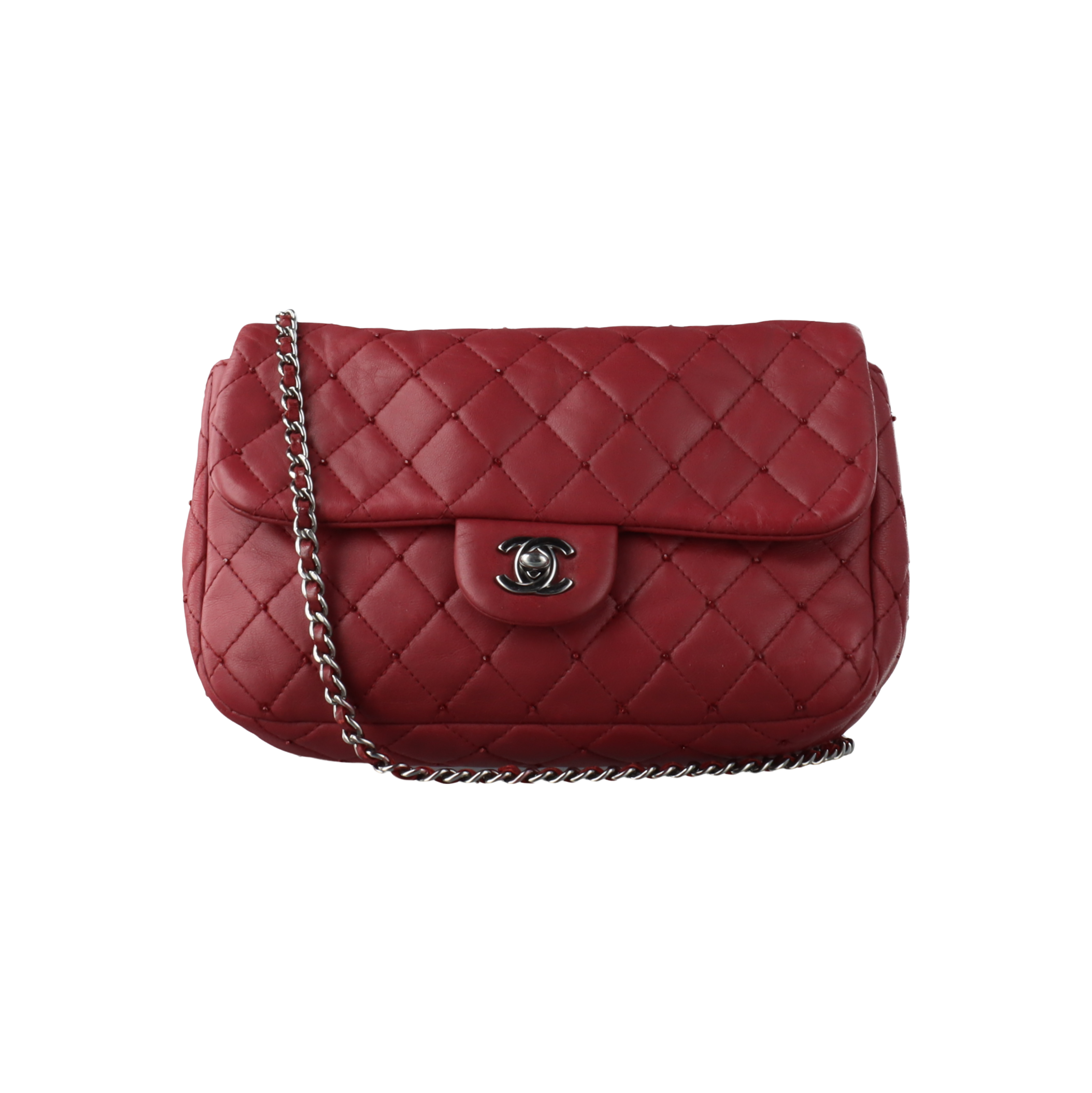 Chanel Seasonal Flap Small Burgundy Lambskin Leather With Studs, 2012-13