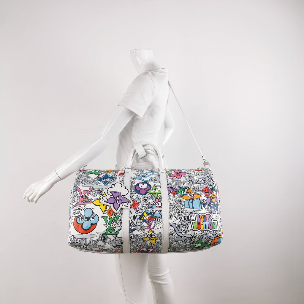 Louis Vuitton Comics Keepall 50 White Multi-color Travel Bag