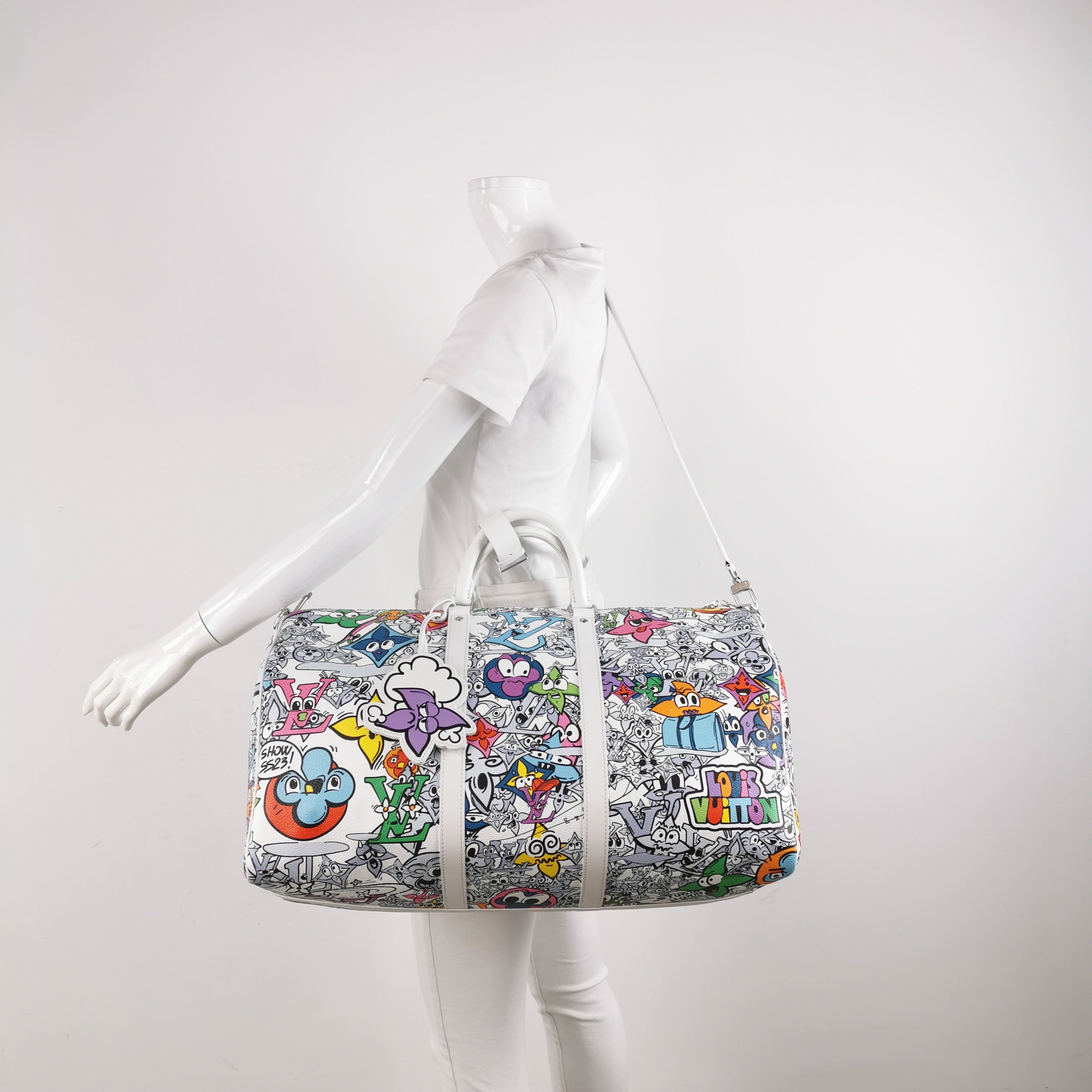 Louis Vuitton Comics Keepall 50 White Multi-color Travel Bag