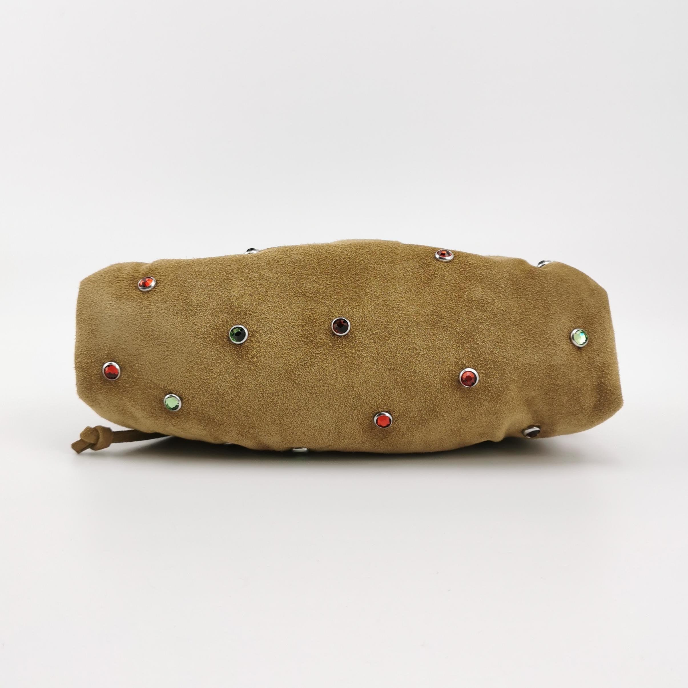 Bottega Veneta Pouch Mini Brown Suede with Multicolor Gems