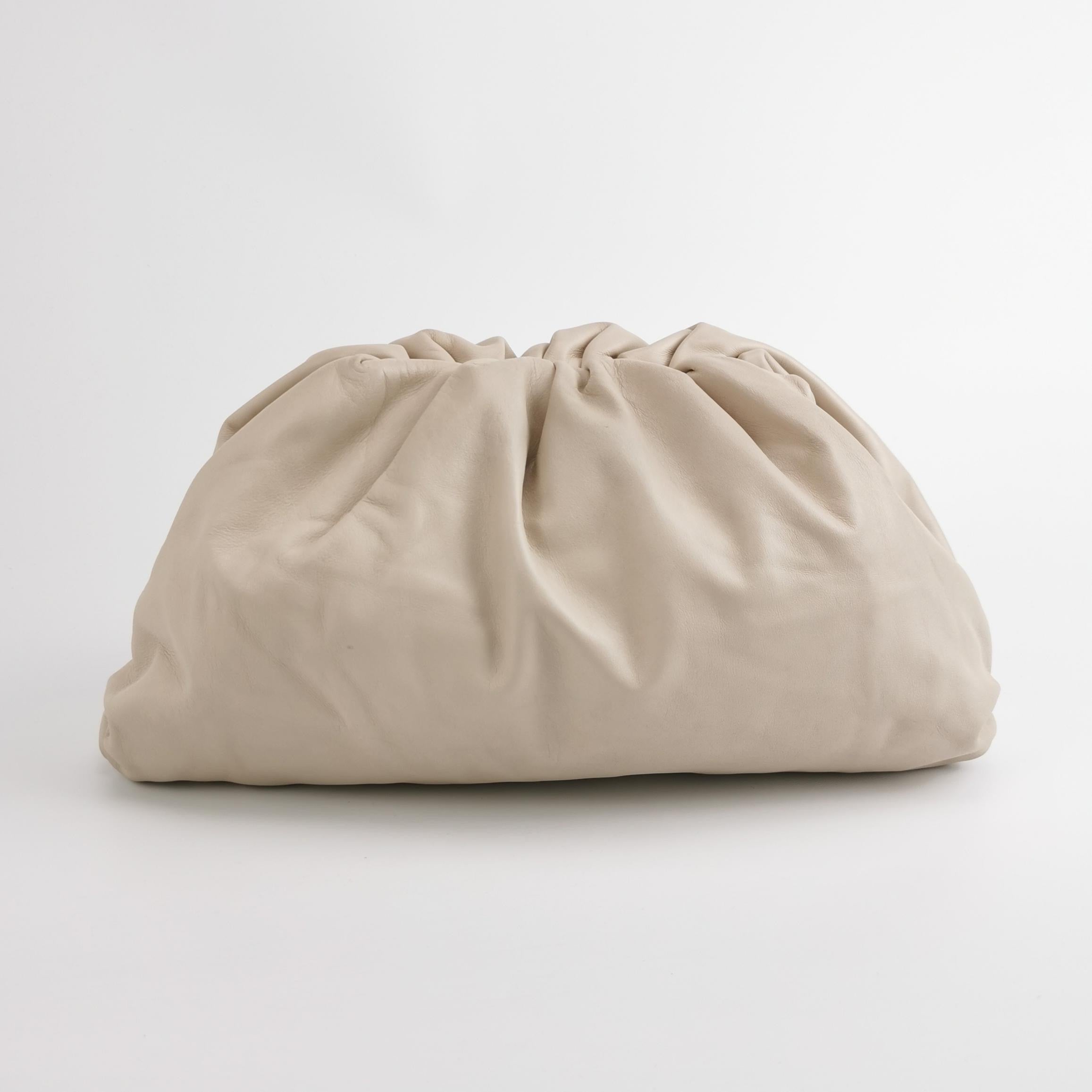 Bottega Veneta Pouch Calfskin Leather White Ecru Large