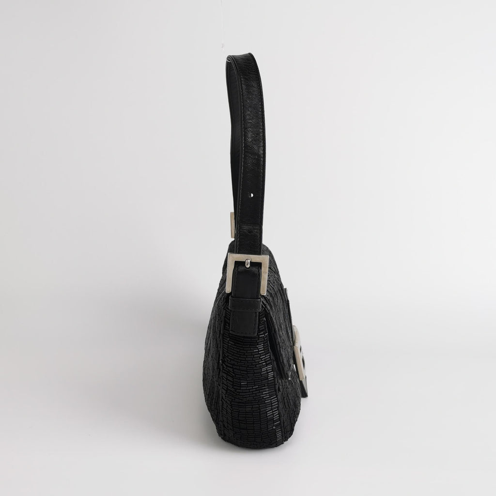 Fendi Baguette Black Glittering Waterfall Beads Shoulder Bag