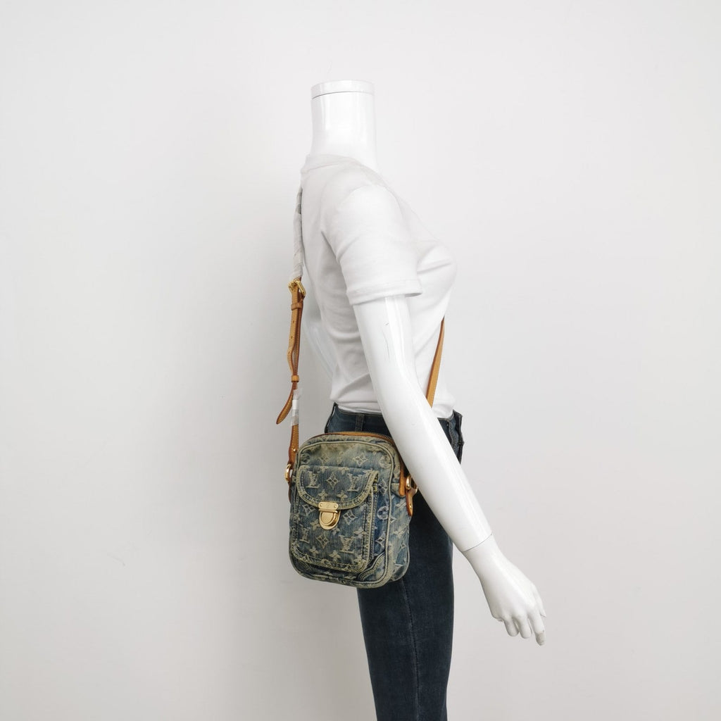 Louis Vuitton Monogram Denim Camera Crossbody Bag Blue