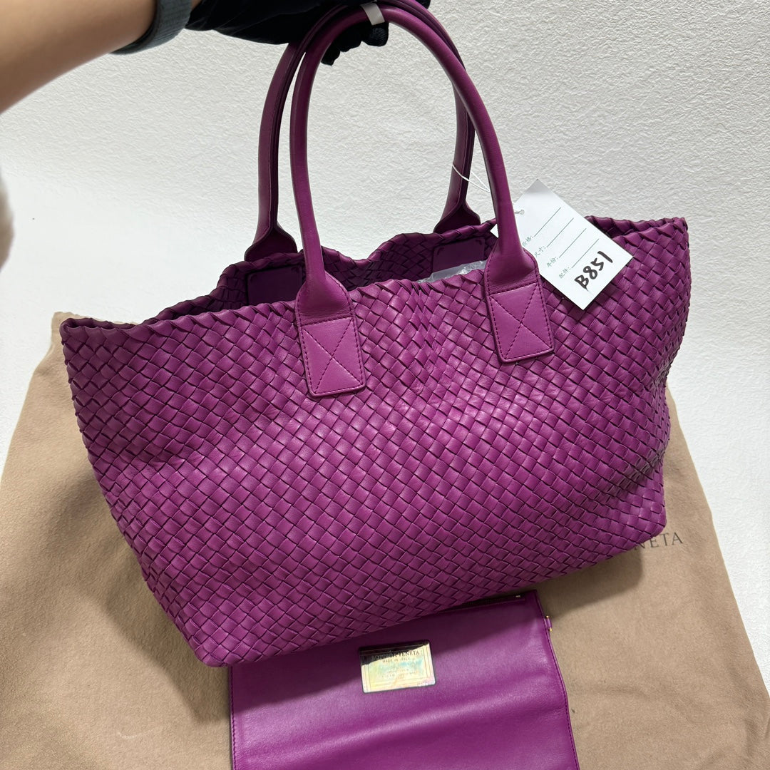 Bottega Veneta Cabat Large Intreccio Leather Tote Bag Purple with Pouch 42cm