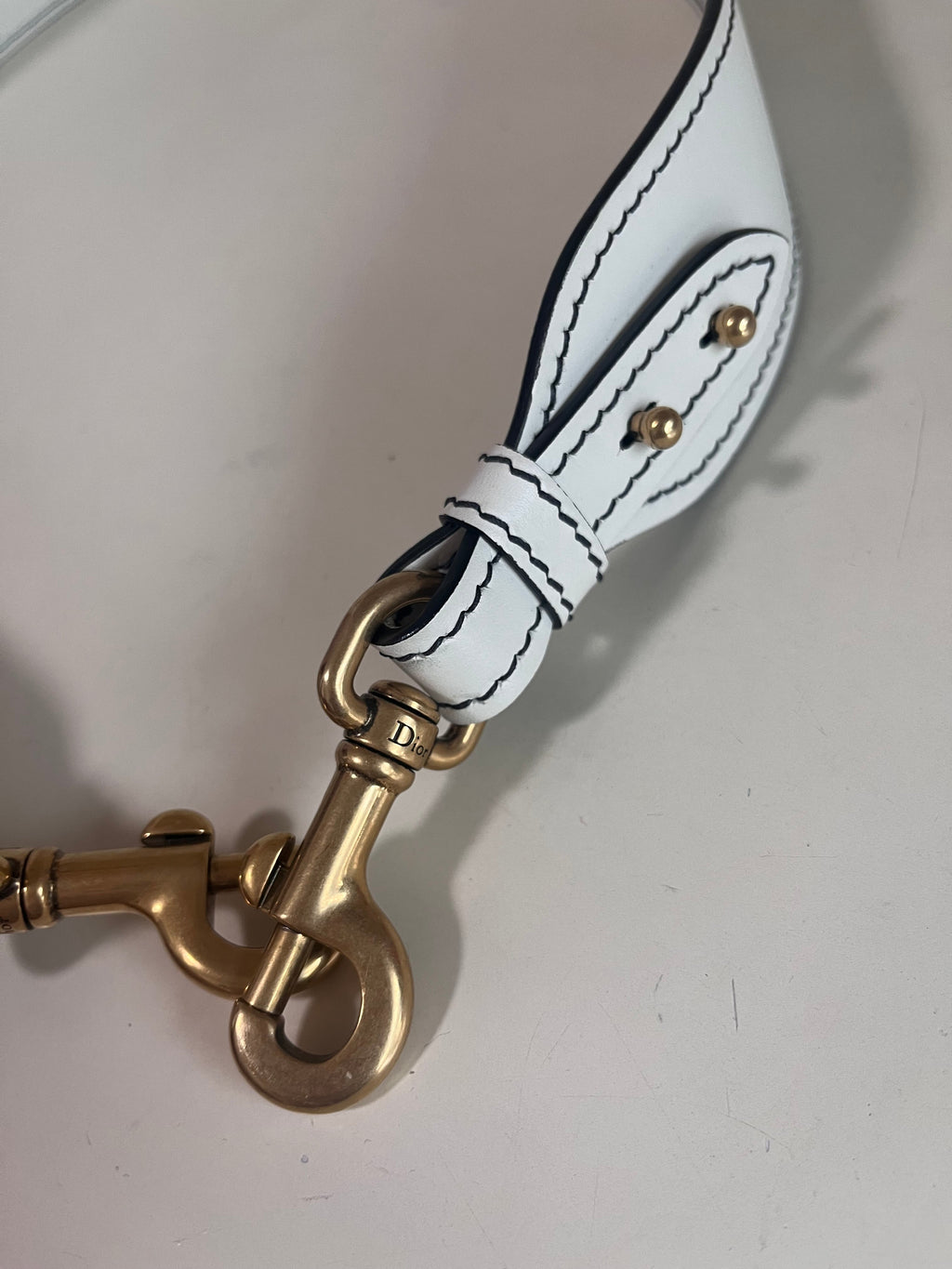 Dior Strap Leather White with Gold-tone Hardware