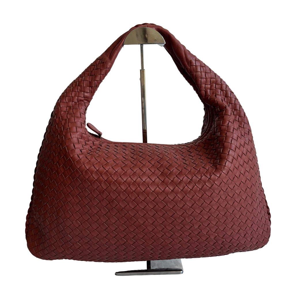 Bottega Veneta Veneta Hobo Medium Brick Red Intrecciato Leather Bag 47cm