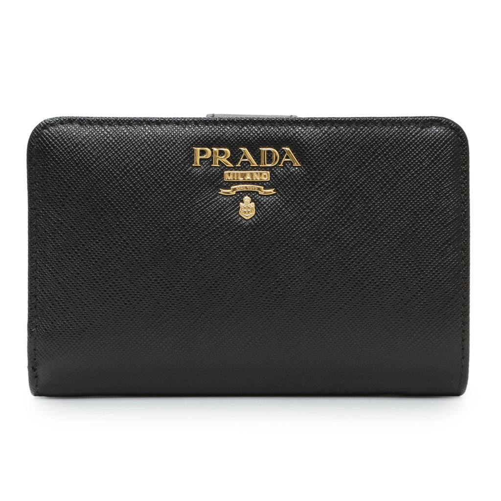 Prada Black Saffiano Compact Wallet