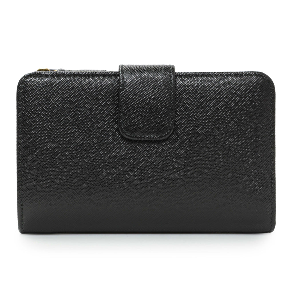 Prada Black Saffiano Compact Wallet
