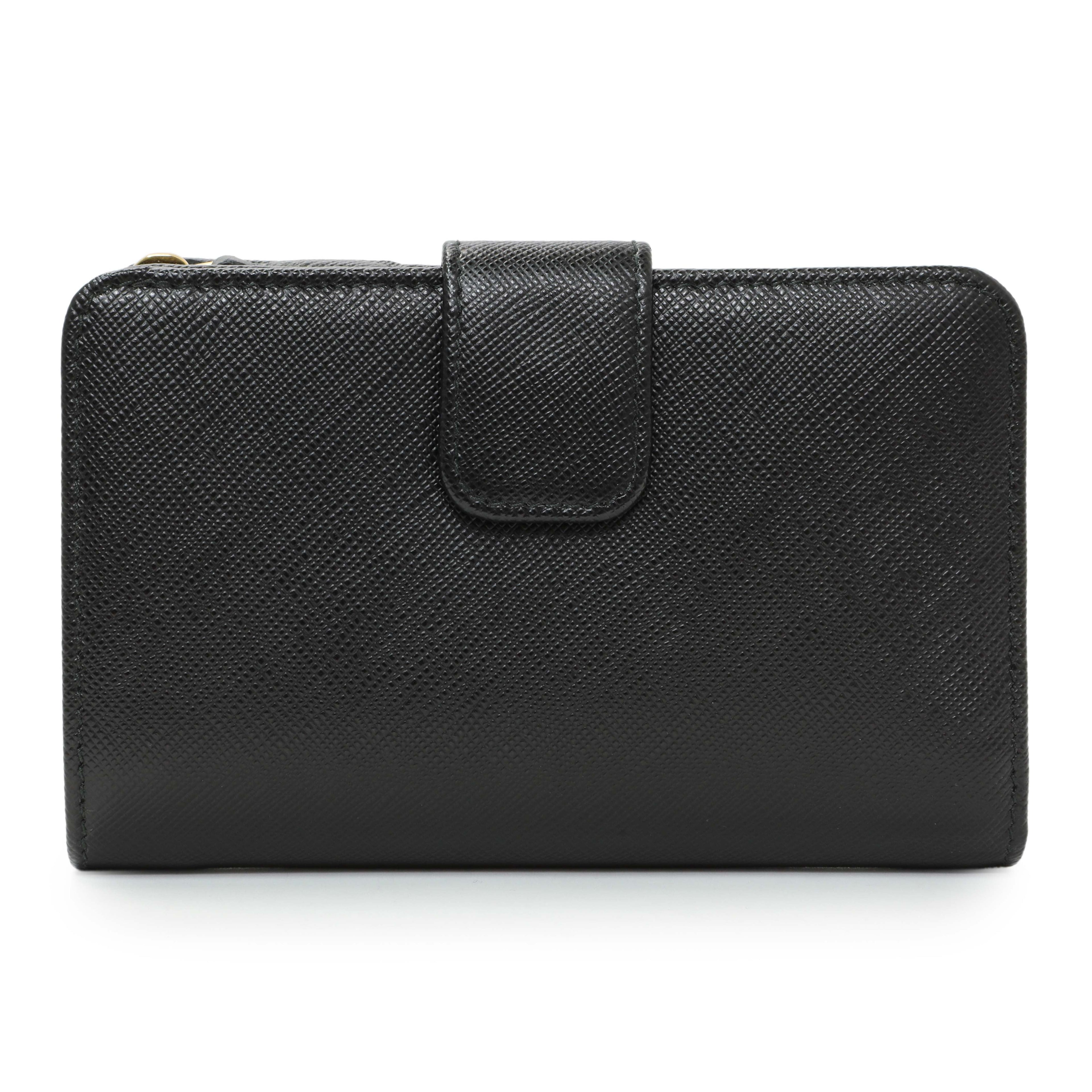 Prada Black Saffiano Compact Wallet