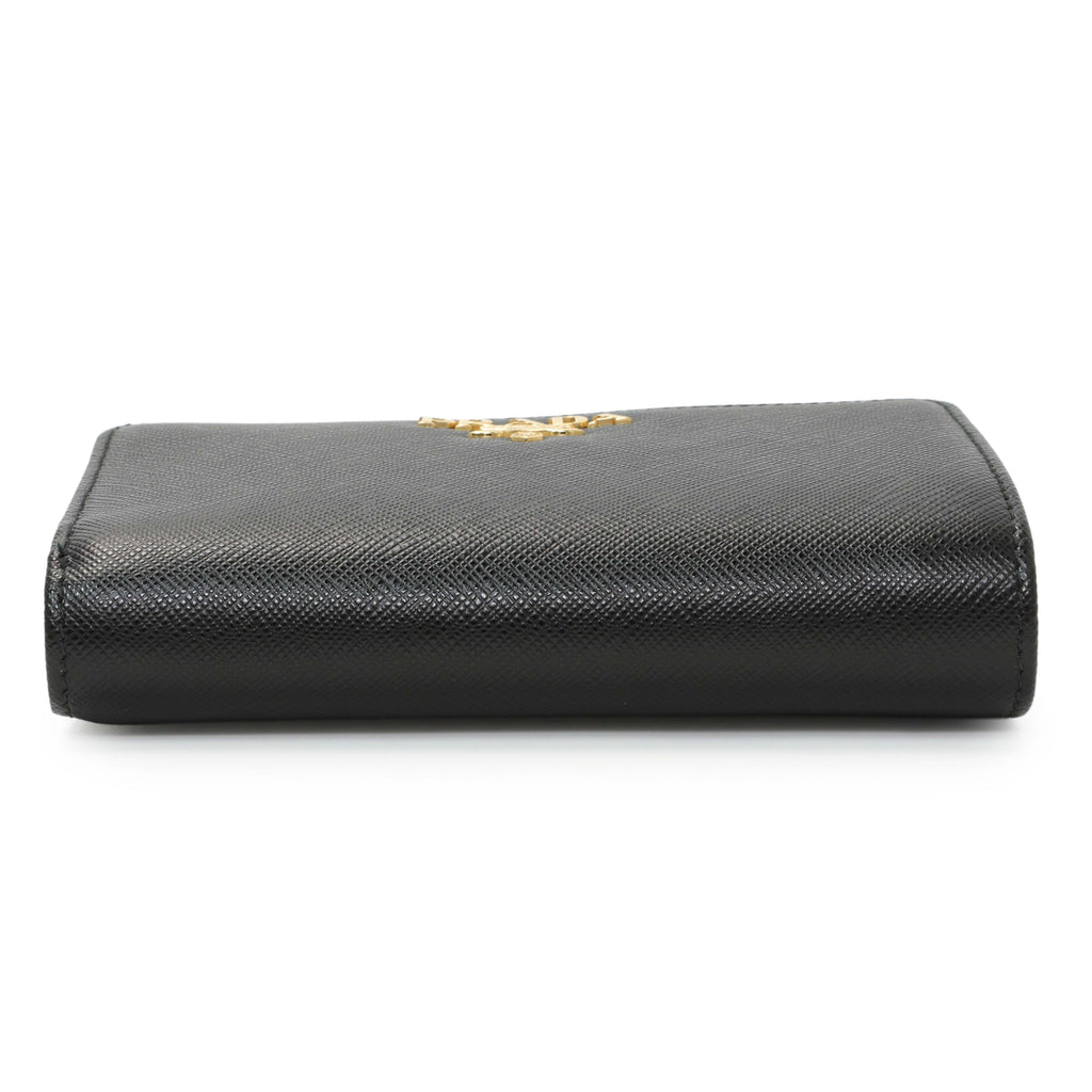 Prada Black Saffiano Compact Wallet