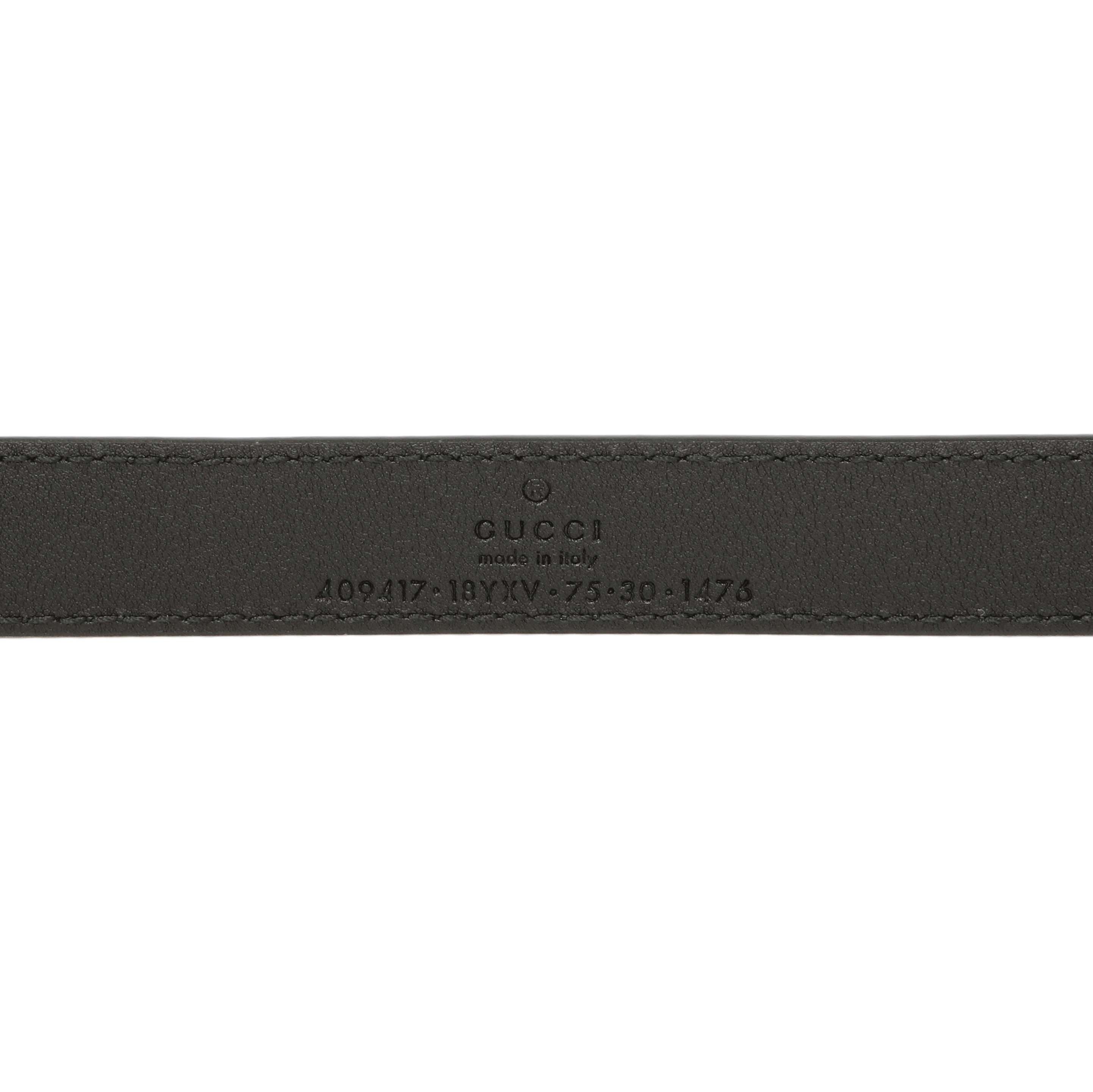 Gucci Black Calfskin Monochrome Double G 20mm Belt