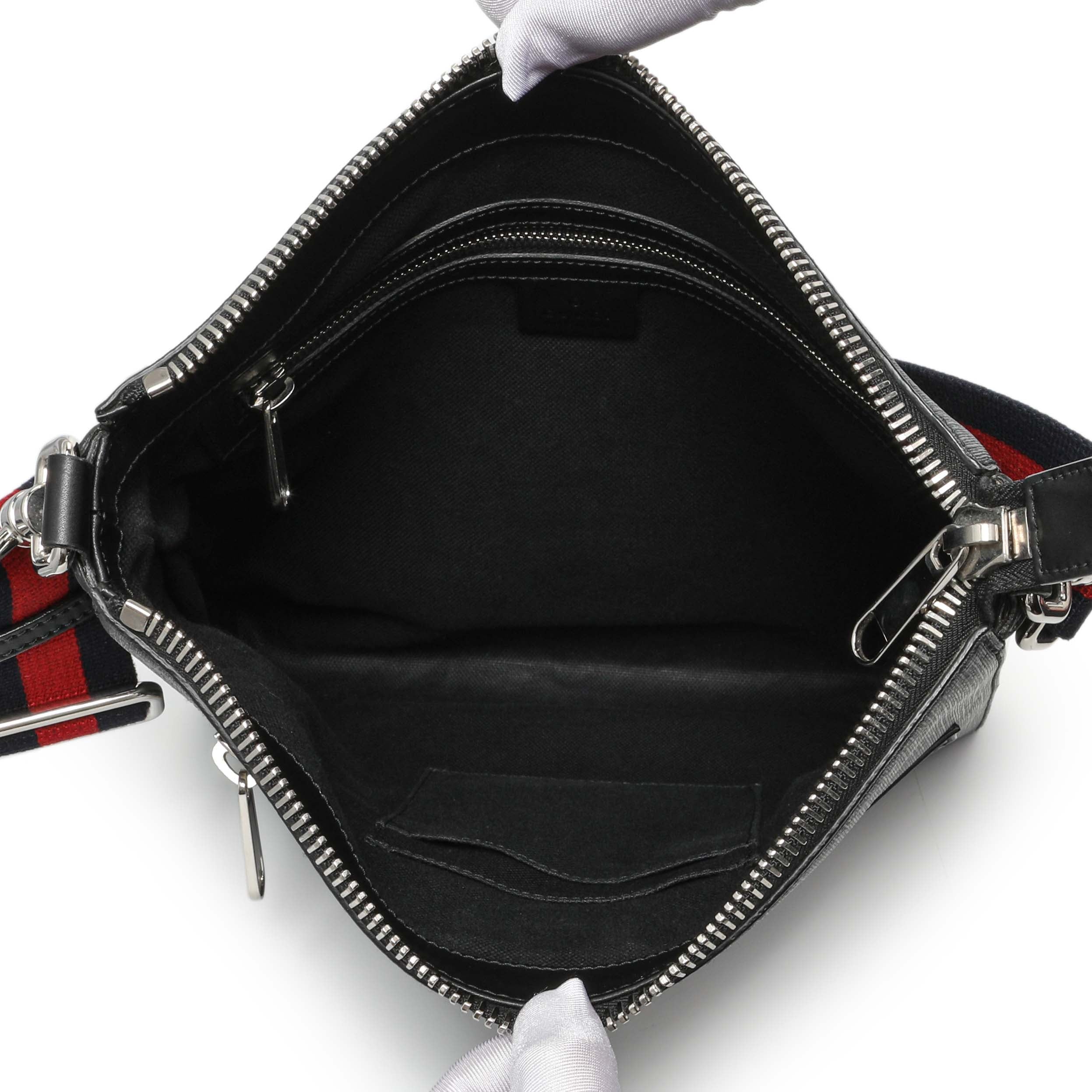 Gucci GG Supreme Monogram Web Flat Messenger Bag