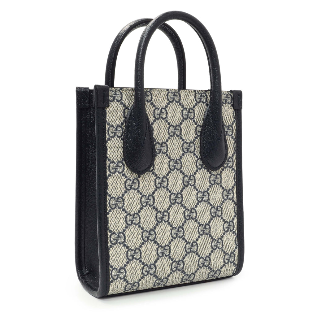 Gucci GG Supreme Monogram Textured Dollar Calfskin Mini Retro Interlocking G Tote