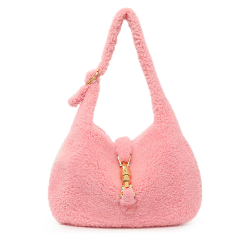 Gucci Lotus Pink Shearling Small Jackie 1961 Shoulder Bag