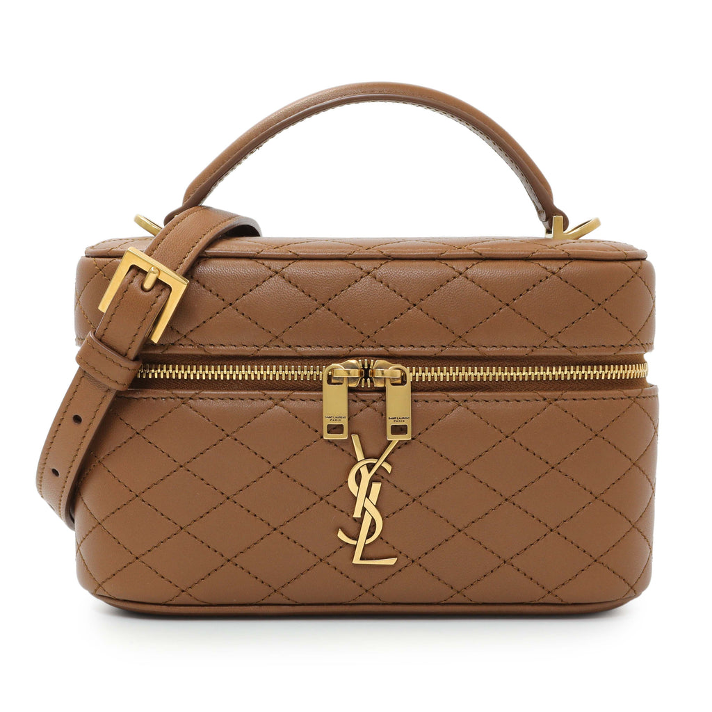 Saint Laurent Brown Lambskin Quilted Mini Gaby Vanity