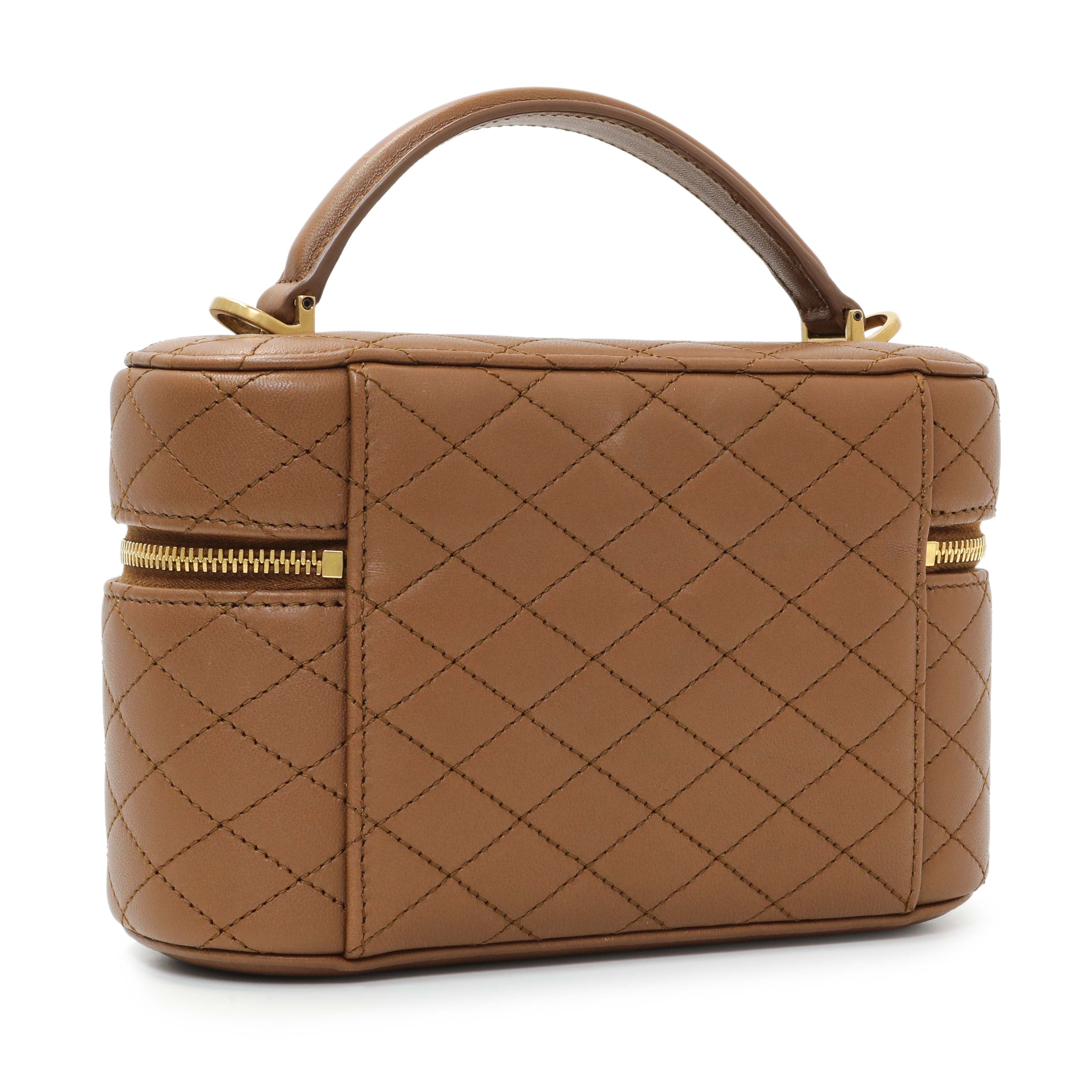 Saint Laurent Brown Lambskin Quilted Mini Gaby Vanity