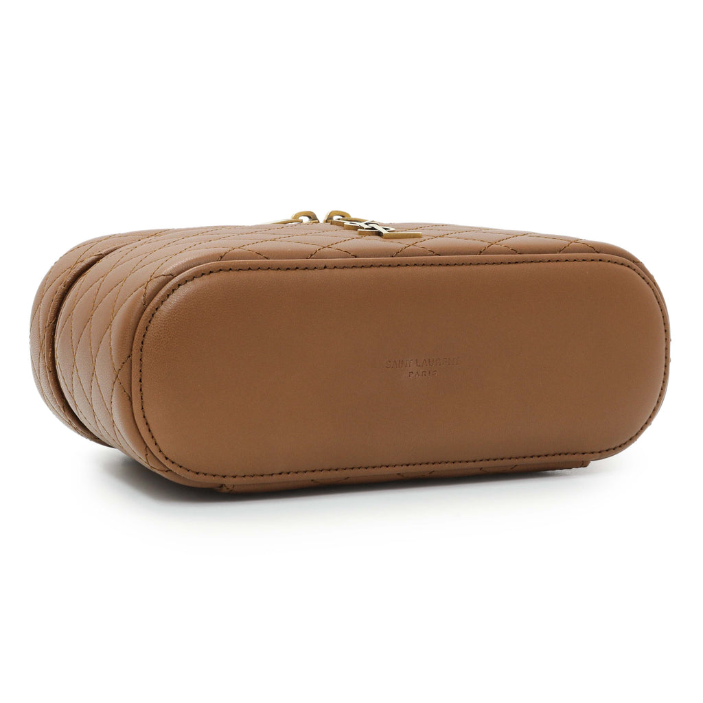 Saint Laurent Brown Lambskin Quilted Mini Gaby Vanity