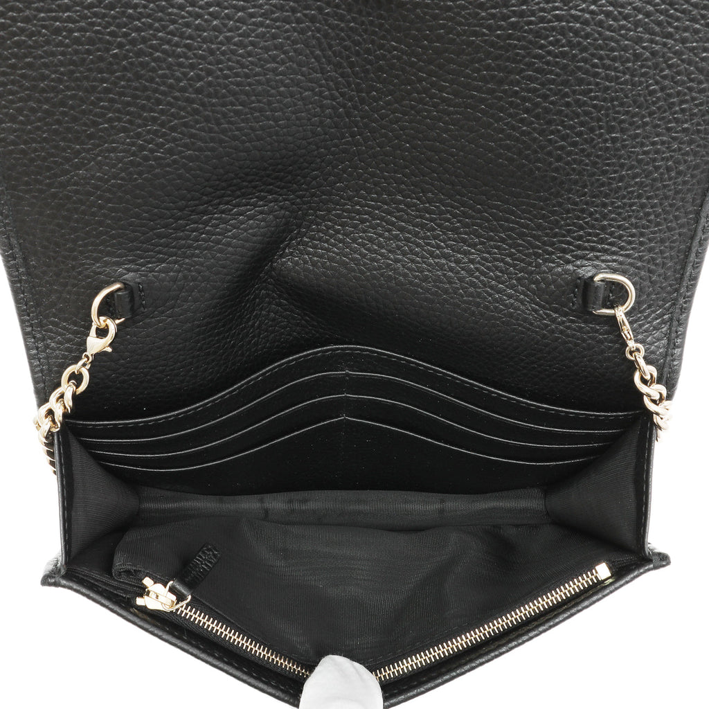 Gucci Black Pebbled Calfskin Soho Wallet on Chain