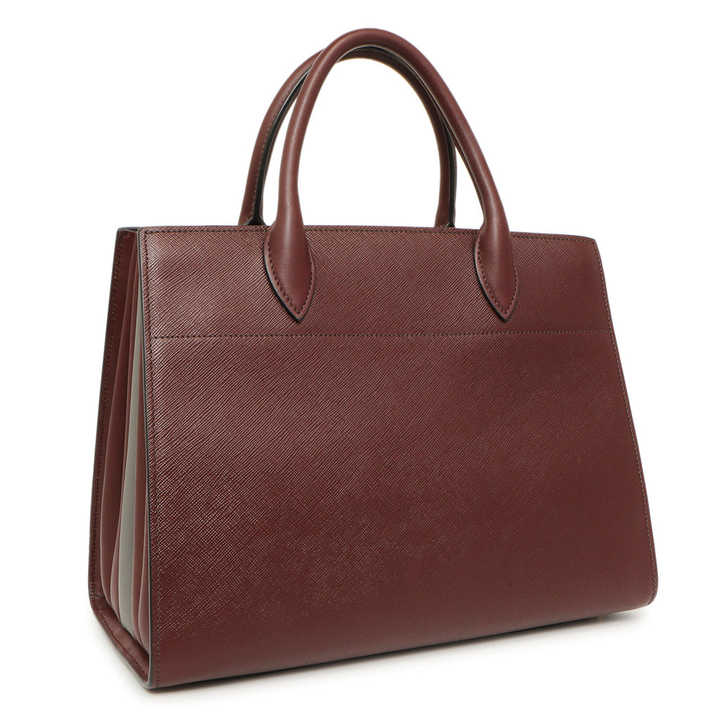Prada Burgundy Saffiano City Calfskin Bibliotheque Top Handle