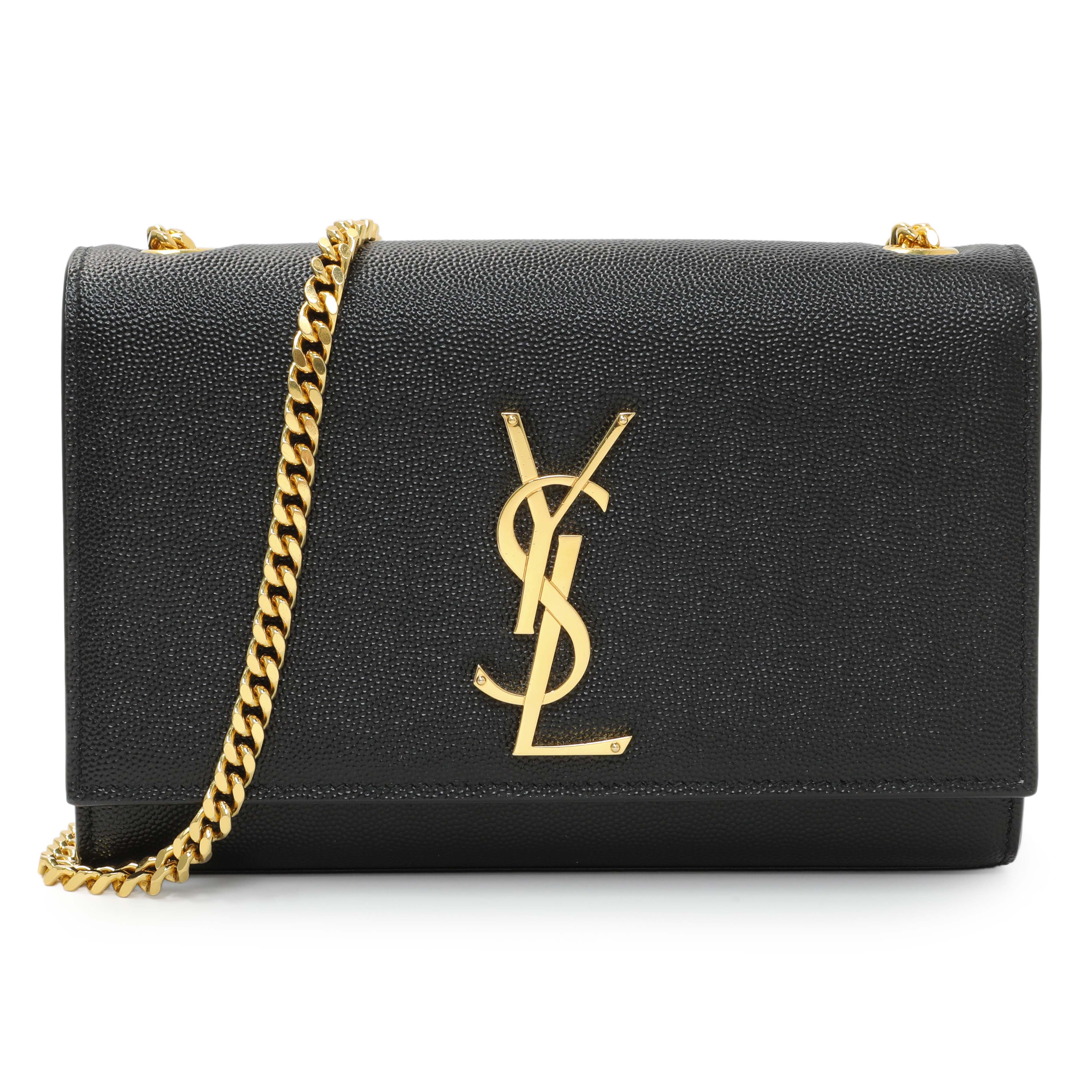 Saint Laurent Black Grain De Poudre Small Monogram Kate Satchel