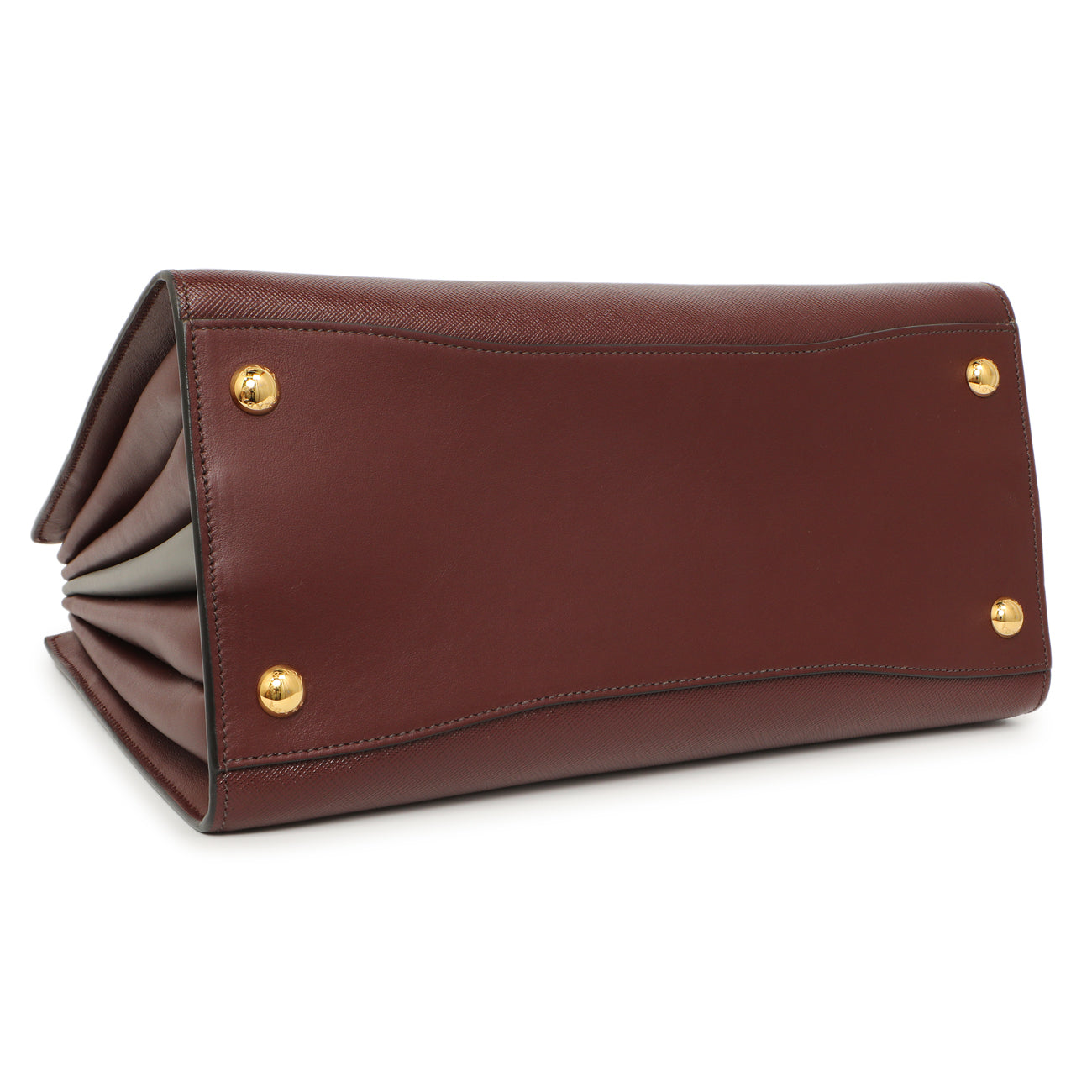 Prada Burgundy Saffiano City Calfskin Bibliotheque Top Handle