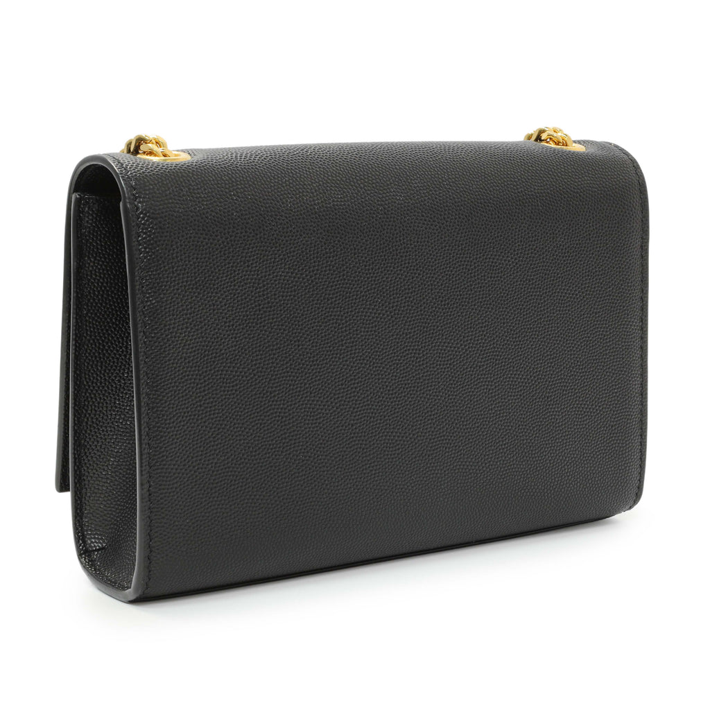 Saint Laurent Black Grain De Poudre Small Monogram Kate Satchel