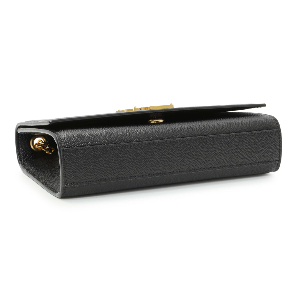 Saint Laurent Black Grain De Poudre Small Monogram Kate Satchel