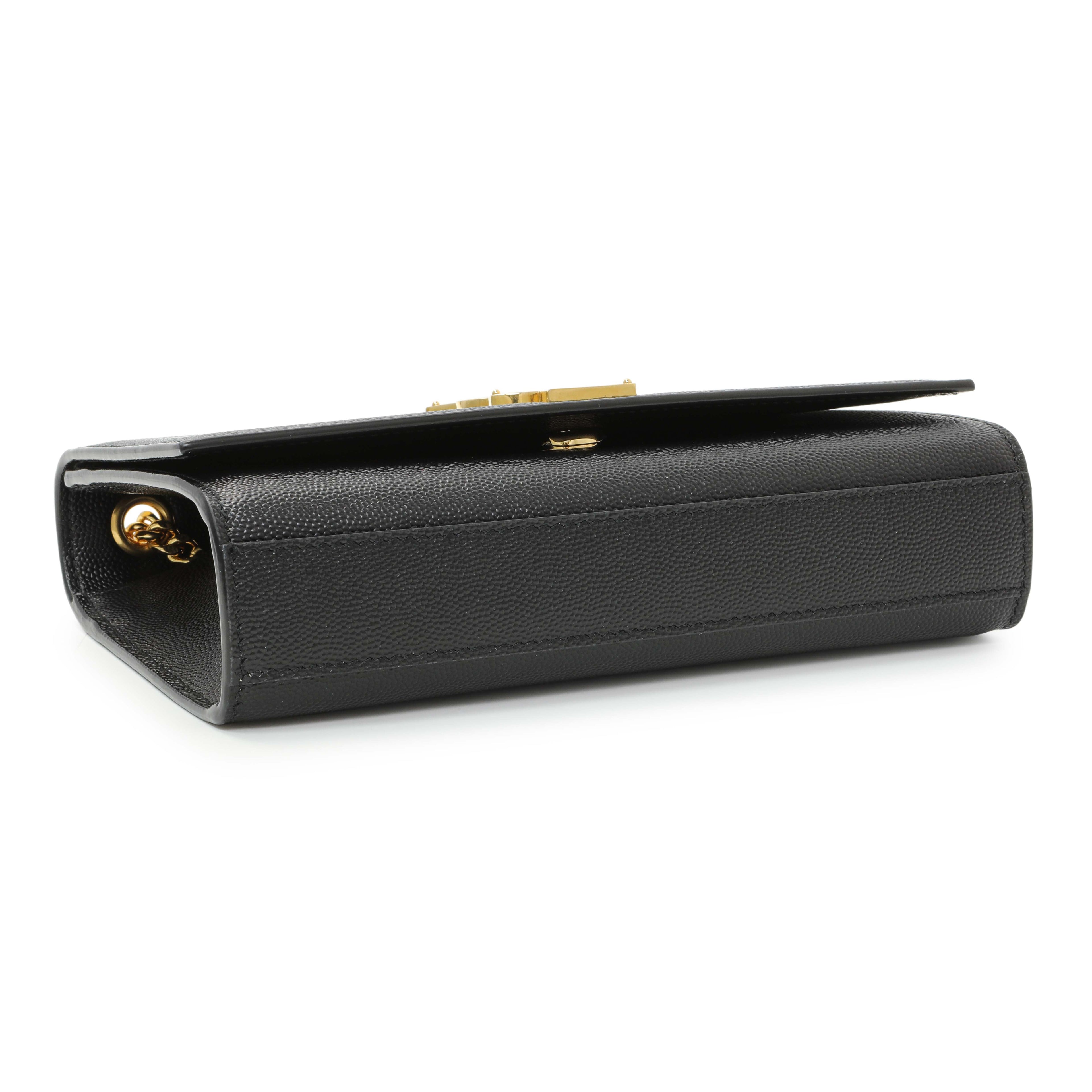 Saint Laurent Black Grain De Poudre Small Monogram Kate Satchel