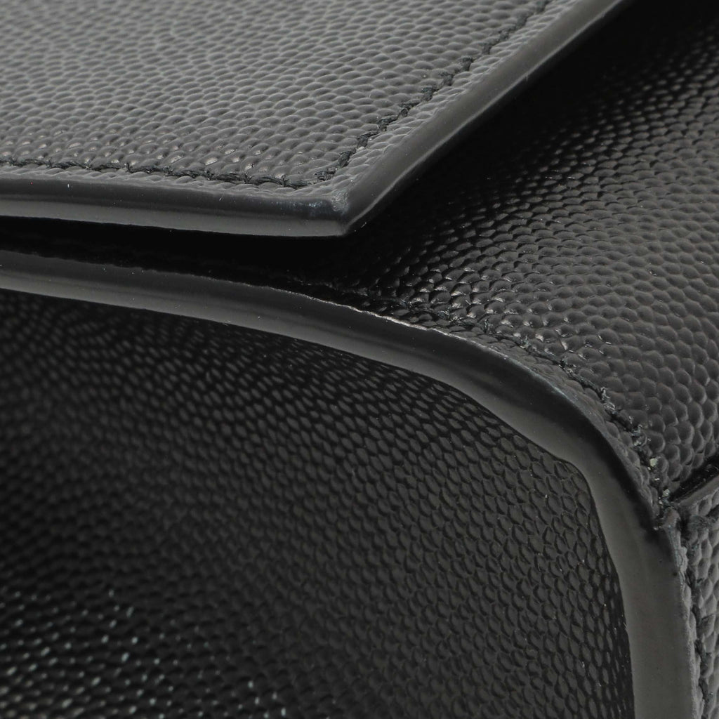 Saint Laurent Black Grain De Poudre Small Monogram Kate Satchel