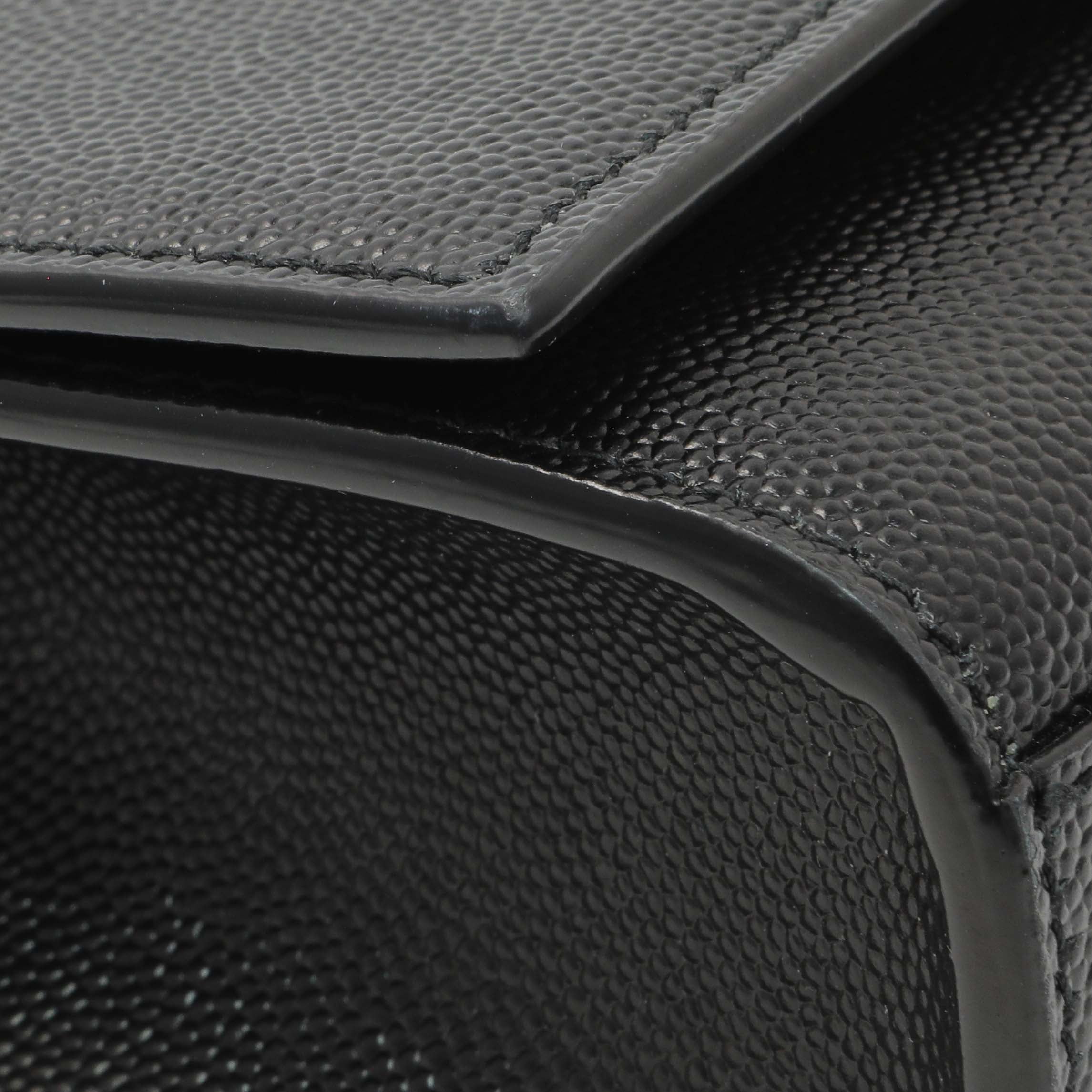 Saint Laurent Black Grain De Poudre Small Monogram Kate Satchel